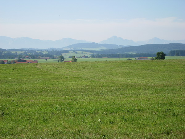 Die kleine Erhebung links vom Säuling, das ist der Auerberg (1055m)
